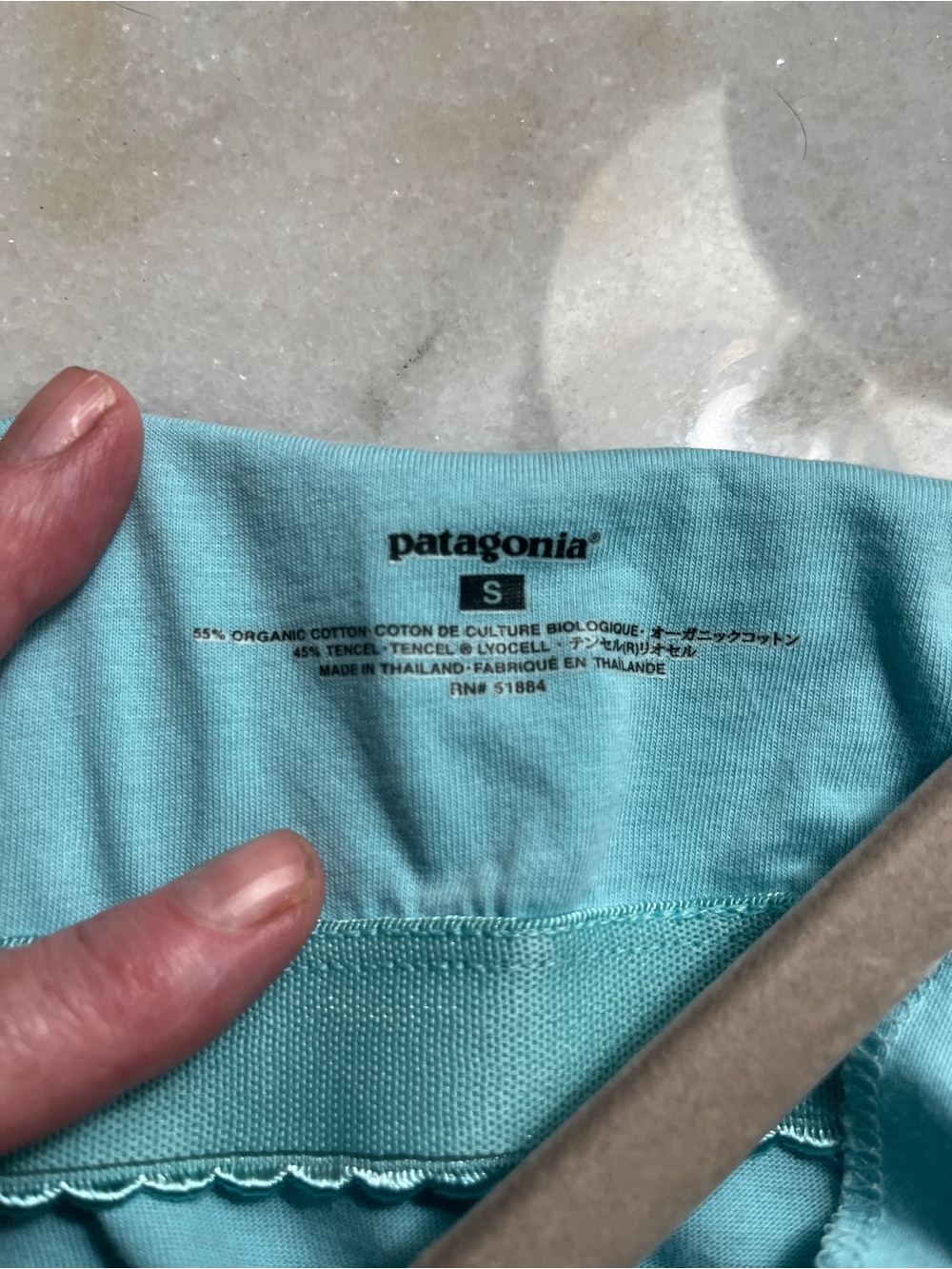 Patagonia Aqua Maxi Skirt with Purple Floral Hem - Picture 3 of 3